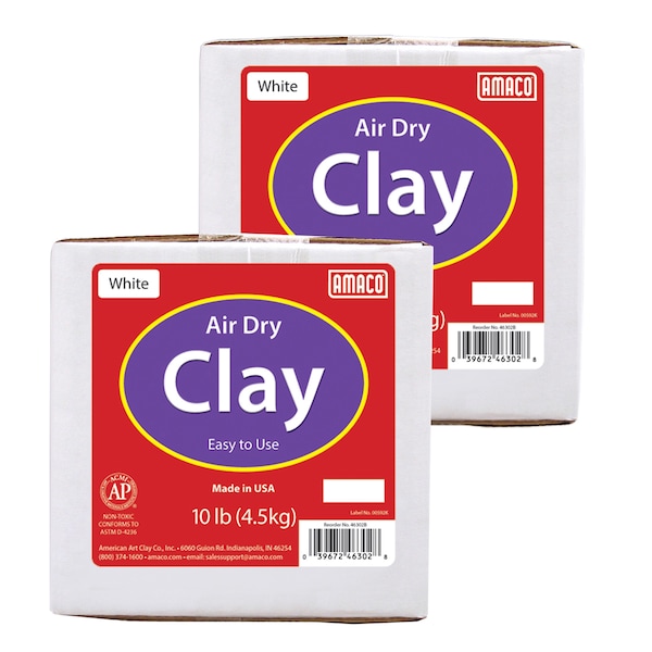 Amaco Air Dry Clay, White, 10 lbs. Per Box, PK2 46302B - main